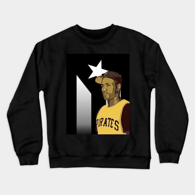 Roberto Clemente | Black Puerto Rico Flag Crewneck Sweatshirt by Art y Son con Tania